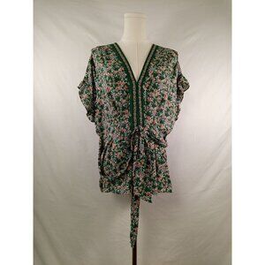 Max Studio Women's Green Floral Blouse Size Large